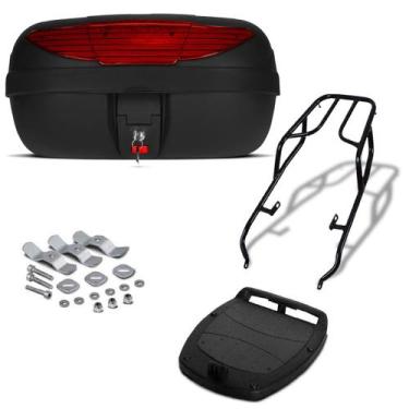 Imagem de Baú Bauleto 45 Litros Pro Tork + Bagageiro Moto, VERMELHO, POP 100 200