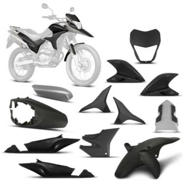 Imagem de Kit Carenagem 9 Peças Cromo Forte Moto Honda XRE 300 2010 a 2012 Subst