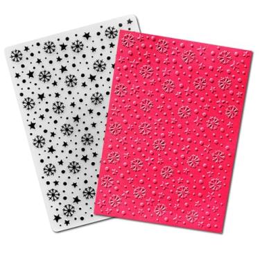 Imagem de Arbuya Pastas de plástico em relevo de Natal para fazer cartões, textura de flocos de neve, pasta de gravação para scrapbooking, papel, artesanato, decoração de casa