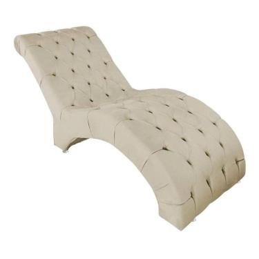 Imagem de Recamier Divã Espreguiçadeira Para Sala Cliníca Aline Suede Bege
