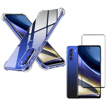 Imagem de Capa Capinha Anti Impacto + Película Premium 9D Cerâmica Para Moto G51 Tela De 6,8 Polegadas - (Bluepink)