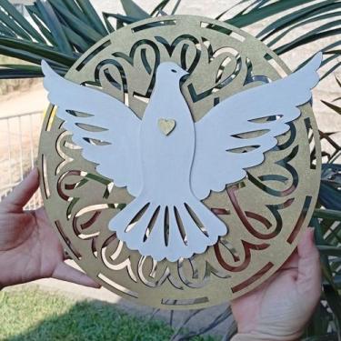 Imagem de Decoração Católica Religiosa Divino Espirito Santo Vazado Mdf Aplique 