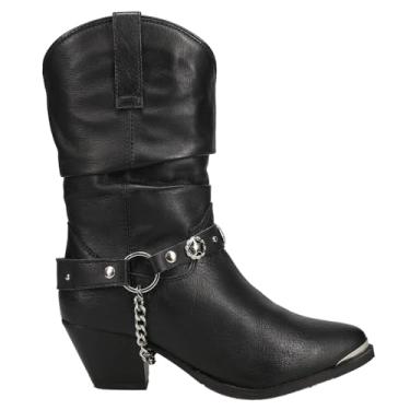 Imagem de Dingo Botas femininas Olivia sem cadarço bico fino salto médio cano médio 5 a 7,6 cm - preta, Preto, 36