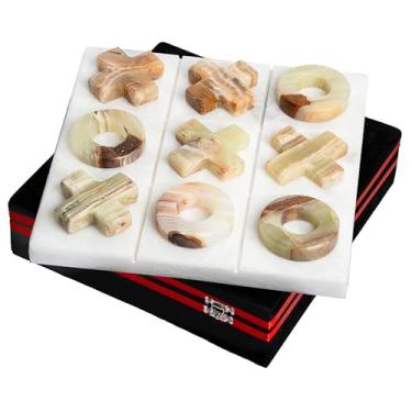 Imagem de UMAID ONYX Marble Tic Tac Toe Game 10 Inch Premium Handcrafted Marble Tic Tac Toe Game for Coffee Table, Modern Coffee Table Decor, Home Decor Board Games for Living Room, Elegant Room Decor