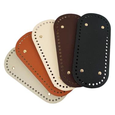 Imagem de Pacote com 5 peças de baixo de couro para crochê, base inferior de bolsa de 25,4 x 12 cm para crochê, base de couro modelador de unha para bolsa de crochê faça você mesmo, bolsa de ombro, bolsa de mão