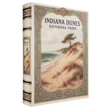 Imagem de XIAOAIKA Caixa de livro decorativa de madeira – Caixas de livros falsas vintage com design de parque nacional, armazenamento secreto com fecho magnético, capa de couro, perfeita para estante de livros