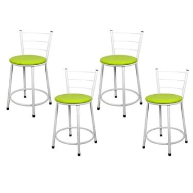 Imagem de Jogo 4 Banqueta Baixa Para Cozinha Branca Assento Verde