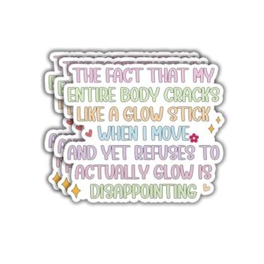 Imagem de (3 peças) Adesivo The Fact That My Entire Body Cracks Like A Glowstick Frases Engraçadas Citações Humorísticas Decalque de Vinil Inspirador para Tumbler Laptop Kindle Garrafas de Água Livros Telefone