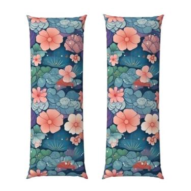 Imagem de Capa de travesseiro corporal com zíper oculto, fronha longa de microfibra macia e respirável para travesseiro corporal, capas de travesseiro com padrão de escamas e flores para dormir, presente de