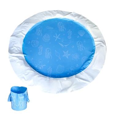 Imagem de Piscina de praia para crianças de 1,8 m - Tapete de areia para bebês 2 em 1, dobrável com bolsa de transporte, bolsos de âncora e almofada grossa de PVC