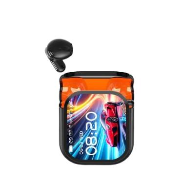 Imagem de Fones de Ouvido Bluetooth com Tradução Simultânea, 134 Idiomas, Display Digital, Carregamento Sem Fio, Preto e Laranja