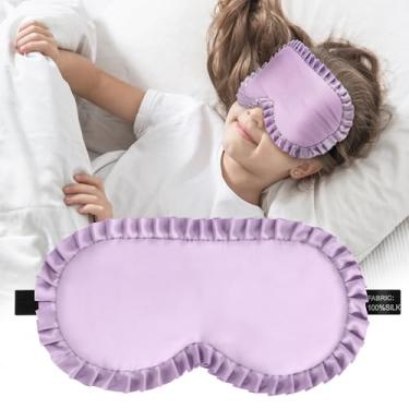 Imagem de Máscara de dormir infantil, máscara de dormir 100% seda amoreira verdadeira com alça ajustável, venda infantil para dormir, sombra de olhos para meninos e meninas para idades de 3 a 15 anos, macia e