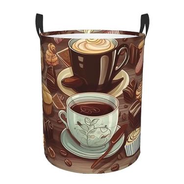 Imagem de Cesto de lavanderia dobrável à prova d'água para café e doces, chocolate, cesto de armazenamento de roupas com alças, pano Oxford, organizador de brinquedos, cesta para banheiro, lavanderia, quarto