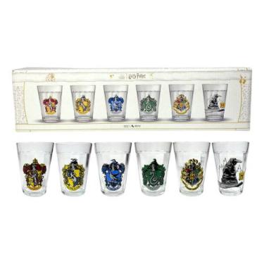 Imagem de Kit 6 Copos Harry Potter - Casas de Hogwarts - Manual Magias - Allmix,
