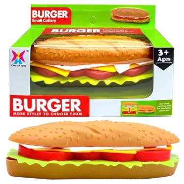 Imagem de Hambúrguer na Baguete de Brinquedo Lanche Didático Montar e Desmontar Ingredientes
