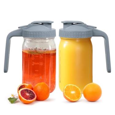 Imagem de Naivees Jarra de chá de vidro com tampa hermética de boca larga, recipiente de geladeira à prova de vazamento com tampa cinza para água, chá, suco e bebidas (pacote com 2 - 947 ml)