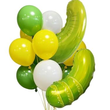 Imagem de TiAaihion Kit de balões de festa de picles gigantes - 17 peças Dill Pickle Mylar, látex verde amarelo branco para aniversário, churrasco, sala de aula, decorações inovadoras