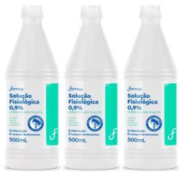 Imagem de Kit 3 Soro Fisiológico Sorimax Farmax 500ml Com Bico Gotejador