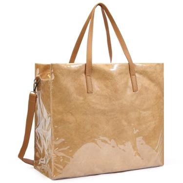 Imagem de Azooken Sacola feminina, TPU à prova d'água e material de papel Tyvek bolsa transversal casual para trabalho, viagem, academia, Bromze