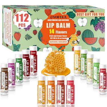 Imagem de YOPELA Pacote com 112 bálsamo labial natural hidratante labial com vitamina E e óleo de coco - hidratante, hidratante, calmante e reparador de lábios secos e rachados, presente de dia dos namorados