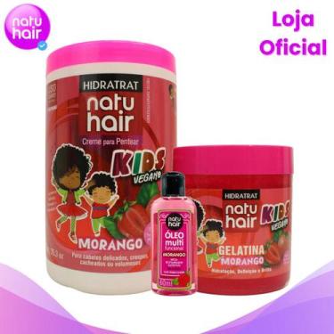 Imagem de Kit Creme para Pentear Gelatina Óleo Multifuncional Natuhair Morango -