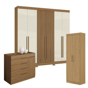 Imagem de Guarda Roupa Casal 2030230 Atacama Areia Com Multiuso 2000191 E Cômoda Sevilha Atacama - Aramóveis