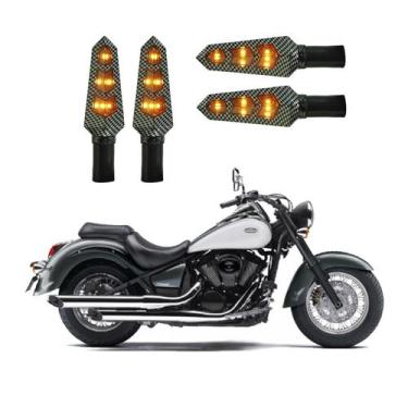 Imagem de KIT 4 Luz Seta Esportiva Pisca Led de Carbono Modelo P03 Moto  VULCAN 
