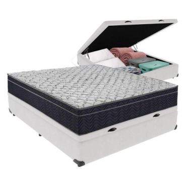 Imagem de Cama Box Baú Branco Colchão Víuvo Ortobom Airtech