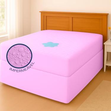 Imagem de Capa Protetora de Colchão King Impermeável c/ 4 Camadas de Proteção(Rosa-King)