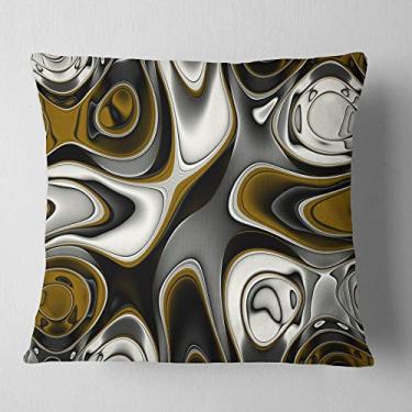 Imagem de Sala de estar abstrata com estampa fractal fantástica Designart, sofá, almofada de alta qualidade + capa de almofada impressa em ambos os lados 66 cm x 66 cm