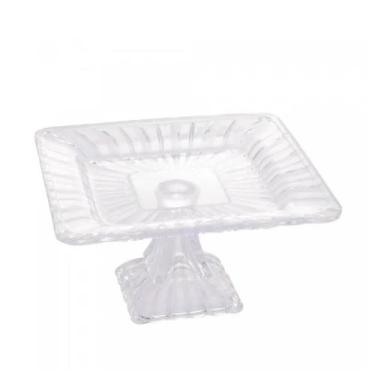 Imagem de Prato para Bolo de Cristal Quadratta 19cm x 10cm - Lyor