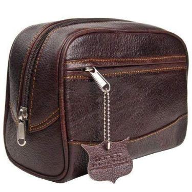 Imagem de Bolsa de higiene de viagem Parker Buffalo Leather Dopp Kit Masculina -