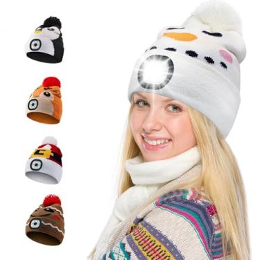 Imagem de SJPRO Gorro de LED com luz para adultos, Branco, tamanho �nico