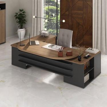 Imagem de Mesa para Escritório Tamburato Presidente 2 Portas 4 Gavetas Nogal/Pre