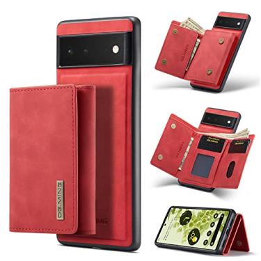 Imagem de Capa carteira de couro magnética destacável 2 em 1 para Google Pixel 6, com 7 compartimentos para cartão + compartimento para dinheiro, recurso de suporte, TPU à prova de choque e capa de telefone de