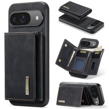 Imagem de Capa carteira de couro magnética destacável 2 em 1 para Google Pixel 9, com 7 compartimentos para cartão + compartimento para dinheiro, recurso de suporte, TPU à prova de choque e capa de telefone de