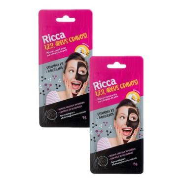 Imagem de Kit 2 Máscara Facial Ricca Preta para Limpeza de Pele 1, 2, 3 Adeus Cr
