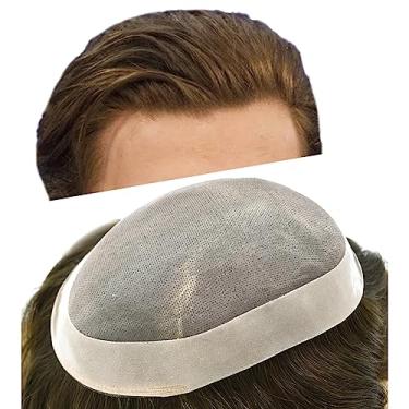 Imagem de LYRICAL HAIR Toupee for Men Hair System Substituição Monofilamento Peruca Masculina Toupee Durável Poli Revestido NPU Around Peruca para Homens Unidade de Peça de Cabelo Humano 120% Densidade 20 X 25