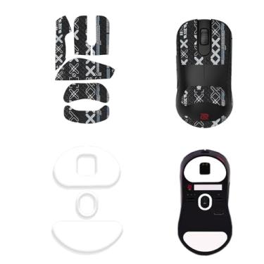 Imagem de NOUKAJU Fita adesiva para mouse com cobertura total para BenQ Zowie S2-DW, kit de atualização de mouse profissional resistente ao suor, patins para pés de mouse (almofada de pé + fita preta para mouse