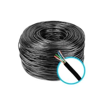 Imagem de Cabo De Rede 4 Pares Cat5e Preto Cftv Utp RJ45 Trançado Internet 100 Metros Net Rolo
