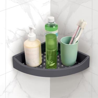 Imagem de Suporte de canto, prateleira de chuveiro montada na parede, sem perfuração, prateleiras de armazenamento, cestos triangulares adesivos, ABS, banheiro, cozinha, vaso sanitário, acessórios de banheiro