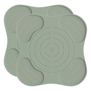 Imagem de SiaBiced Tapete de silicone para secagem de pratos, 2 peças, escorredor para panelas de cozinha, porta-panelas, utensílios de cozinha, resistente ao calor, Verde