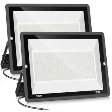 Imagem de 500 W 2 unidades de luz de LED para ambientes externos, (equivalente a 2750 W) super brilhante 58.500LM luz do dia 5000K IP66 luzes LED de segurança à prova d'água, holofote de iluminação comercial