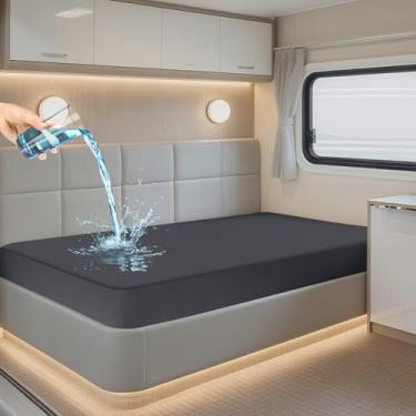 Imagem de Protetor de colchão de beliche impermeável para cama de solteiro estreita de 76 x 190 cm, lençol com elástico respirável e silencioso, capa para colchão de berço com bolso profundo de 35,5 cm