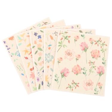 Imagem de 5 peças de pano de prato sueco ecológico biodegradável para cozinha panos de limpeza de esponja de celulose reutilizável toalha de papel absorvente não arranha para limpeza de pratos (5..)