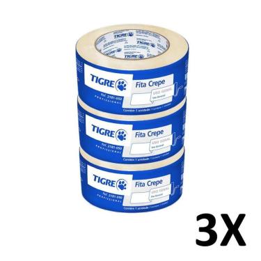 Imagem de Kit 3 Fita Crepe Uso Geral Pintura 48Mmx50M Tigre