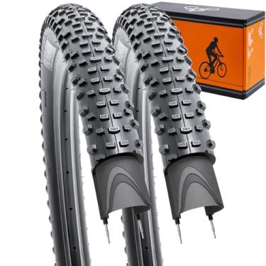 Imagem de YUNSCM Pneus de bicicleta leves de 26 x 2,10 (ETRTO 54-559) 60TPI Nylon proteção antiperfuração compatível com pneus de mountain bike de 66 cm 26 x 1,95/2,0/2,10/2,125-2 peças (Y-1159)