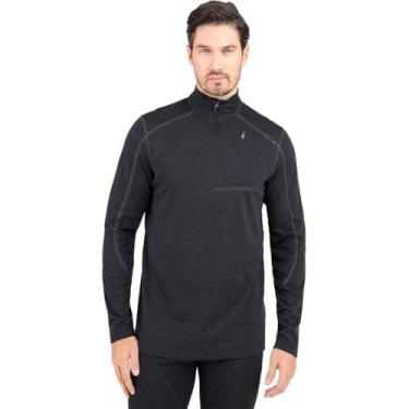 Imagem de Terramar Jaqueta masculina Thermawool Merino de lã com meio zíper, cinza fumê, 2GG (127-132 cm)