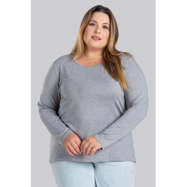 Imagem de Blusa Manga Longa Mullet Feminina Plus Size em Malha de Viscose com El