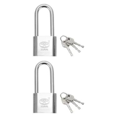 Imagem de PATIKIL Cadeado com chave, 2 peças de 3,5 cm de largura, pino de aço, cadeados marinhos com chave diferente para porta ao ar livre, cerca, ferrolho armário, caixa de ferramentas de armazenamento